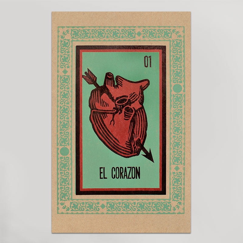 El Corazon Loteria Print