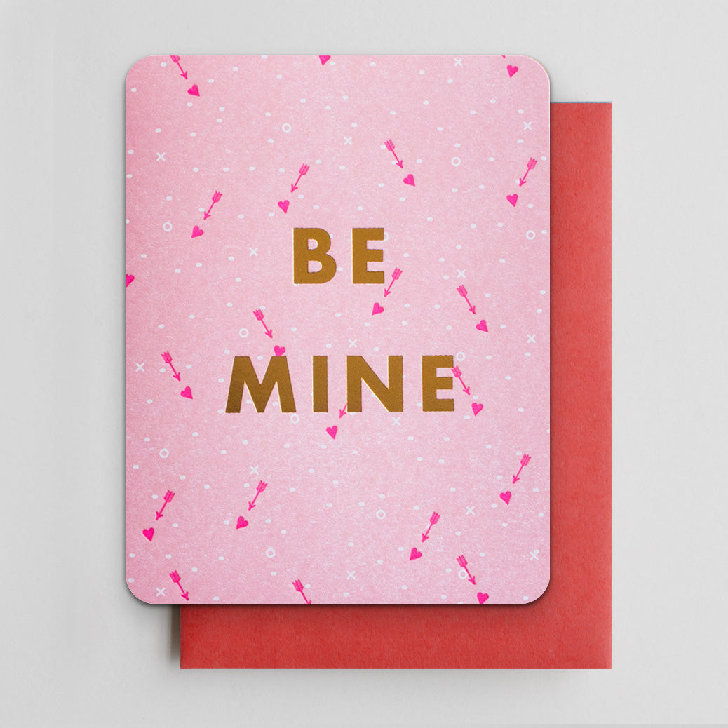 Be Mine Valentine gold foil card 