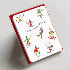 Happy Holidays Skiers - Red Set of 6
